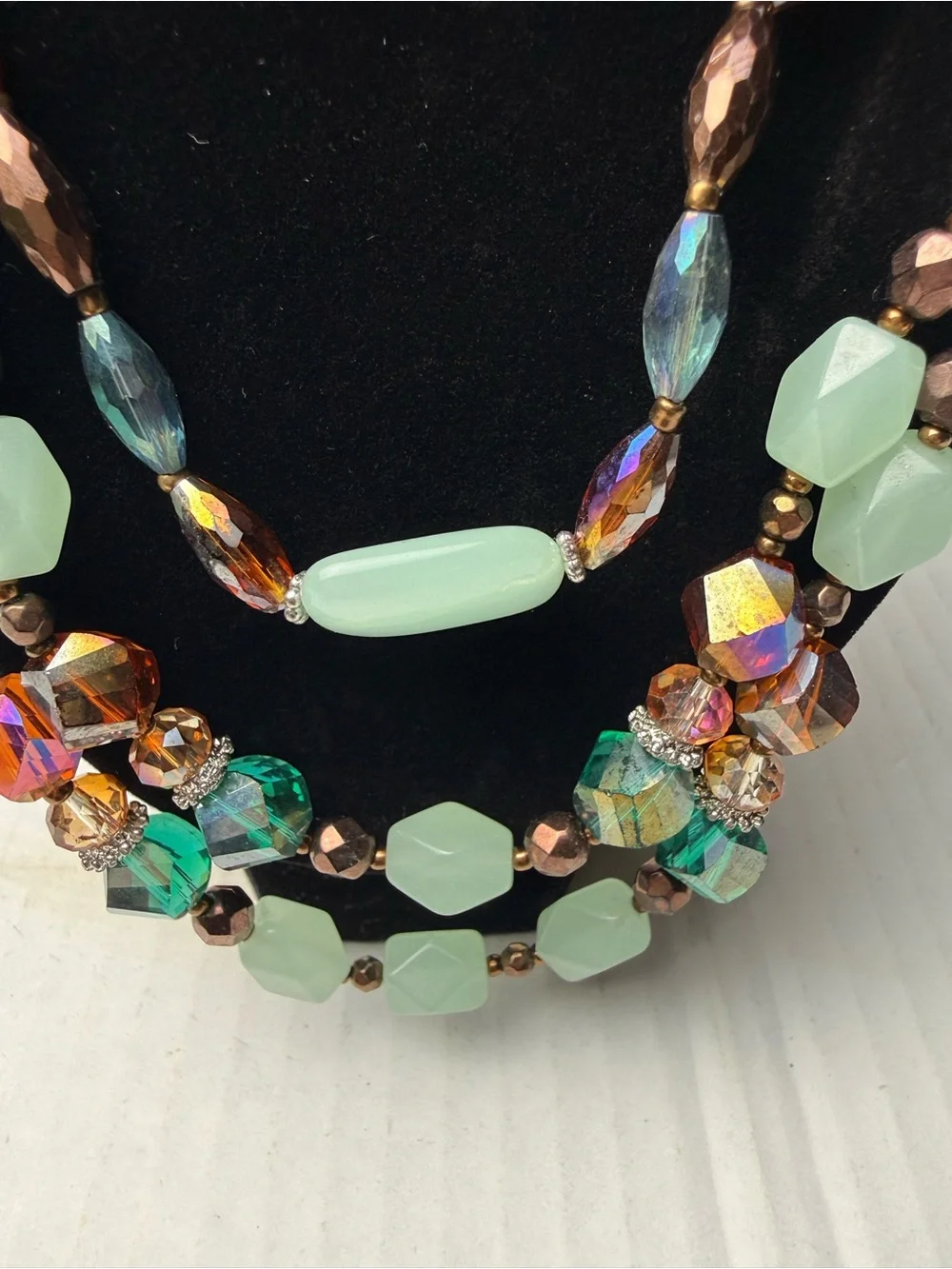 VINTAGE DKD DESIGNER Multistrand Necklace Chunky Beads Gemstones